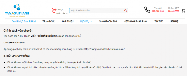 Chính sách khách hàng minh bạch trên website chính thức