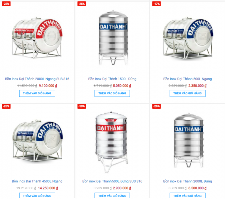 Shoptanadaithanh.vn - Địa chỉ tham khảo giá công khai bồn nước inox Đại Thành