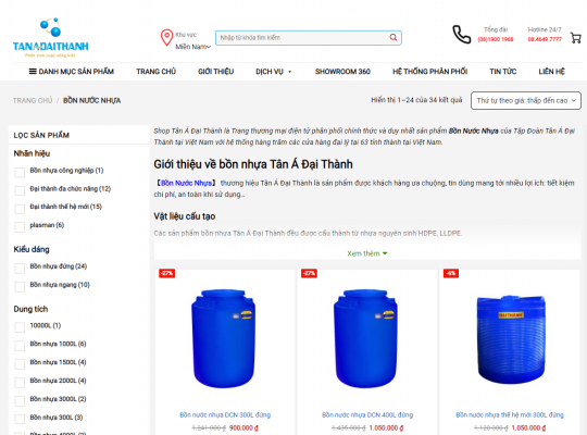 Shoptanadaithanh.vn - Cơ sở cung cấp giá bồn nhựa Tân Á Đại Thành tốt nhất