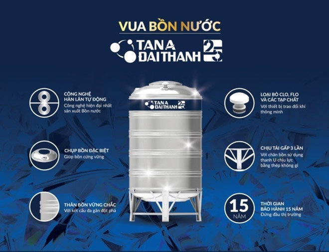 Cấu tạo của bồn nước Tân Á Đại Thành