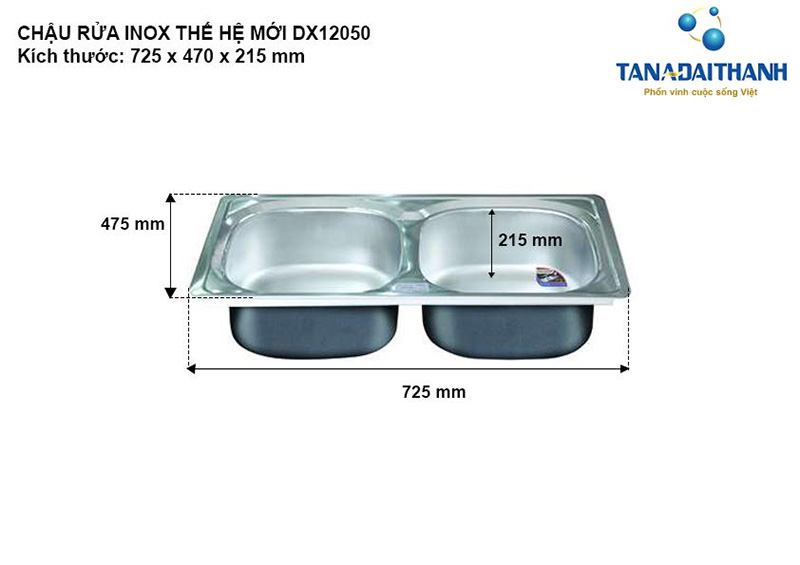 Sản phẩm chậu rửa Inox thế hệ mới DX12050
